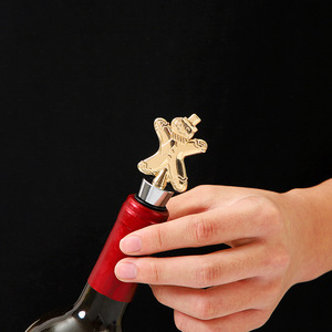 Gingerbread Man Wine <b>Stopper</b> Zinc Alloy Christmas Bottle <b>Stopper</b> For Red Wine Preservation Gift - Product Image 2