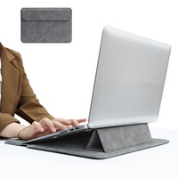 2 en 1 Ultra-Thin Foldable Notebook Bag Waterproof Portable PU Leather Laptop Bag Cover Sleeve pour Macbook avec Storage Bag