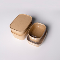 Boîte alimentaire jetable en papier kraft rectangulaire avec couvercle transparent, personnalisable avec logo OEM, vente en gros, boîte écologique