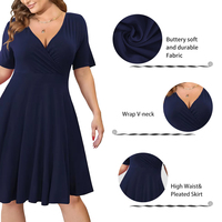 Robe décontractée ample à manches courtes et col en V profond, taille haute, à nouer devant, avec poches, en tissu doux comme du beurre, sur mesure pour femmes grandes tailles, POVTY