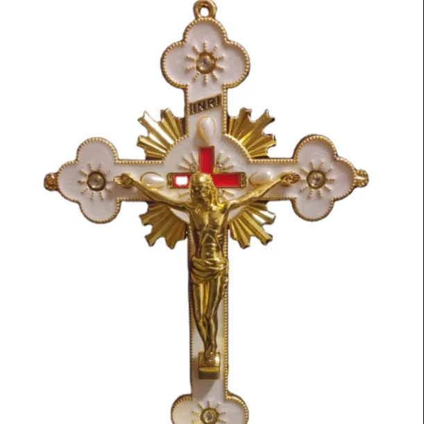 Kirchen dekoration diamant besetzte Gold Silber Bronze Farbe Jesus Kreuz Katholisch Christian Holy Crucifix Plum Metal Cross