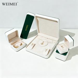 WEIMEI Custom Logo Top Quality green PU Leather Jewelry <b>Box</b> with Suede Insert for Ring Necklace Bracelet <b>Gift</b> jewelry Packaging - Product Image 1