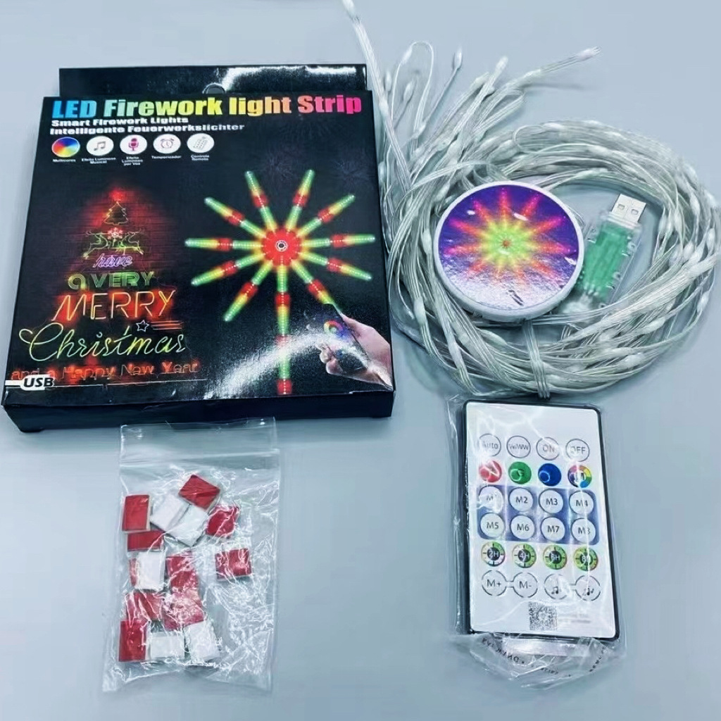 10 unidades de 0,5 m + 1 unidad de 1 m -- Luz de fuegos artificiales con cordón de cuero