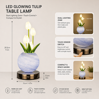 Lampe de table LED portable USB rechargeable pour vase à fleurs, avec variation de couleur et effet de défilement, design moderne pour bureau, chevet, fêtes et Noël