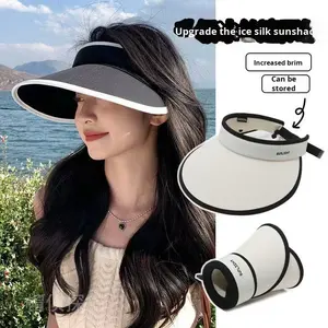 Sombrero de protección solar UV de verano para mujer, ala grande, sombreado fuerte, gorra superior vacía plegable, sombrero con visera para exteriores - Product Image 2