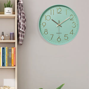 <span class=keywords><strong>Reloj</strong></span> de pared nórdico minimalista con borde grueso, cronógrafo 3D de pared verde menta de 12 pulgadas, decoración del hogar para habitación juvenil - Product Image 2