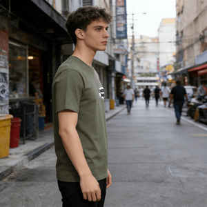 Camisetas Personalizadas de Estilo Urbano con Estampado de Letras Transpirables, Logotipo Frontal, Tejido de Punto, 100% Algodón, 250g, Manga Corta, Cuello Redondo para Hombre - Product Image 3