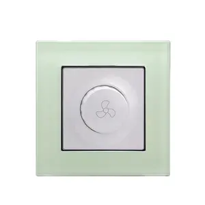 Factory Sale EU Standard New Design Tempered Glass Material 500W Fan speed controller 300VA Electric Wall Switch