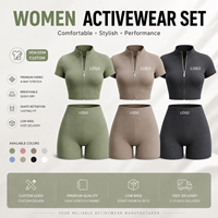 Ensemble de sport deux pièces pour femme, veste zippée et short, respirant, séchage rapide, idéal pour la gym, le fitness et le streetwear, personnalisable