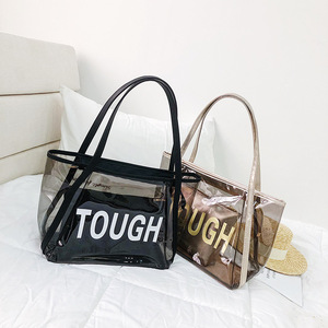 Bolso de Hombro Transparente de Cristal Personalizado con Logo para Verano, Bolso de Mano para Mujer, Bolso de Playa con Letras Impresas, Bolso Impermeable Tanjing - Product Image 3