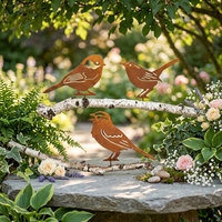 Nuevas Decoraciones de Jardín de Pájaros de Metal Oxidado, Adornos Rústicos de Pájaros para Cercas de Patio Exterior, Artesanía de Hierro Hecha a Mano al por Mayor