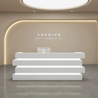 Bureau de réception commercial minimaliste en bois massif, écologique et durable pour salon de beauté, salon de coiffure, esthétique médicale, vêtements