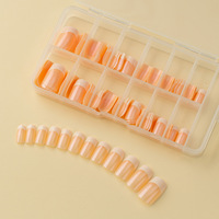 120 Pièces Caméléon Laser Faux Ongles ABS Café Couleur Gel Blanc Base Portable Court Conception Amande pour Long/Court Réutilisable