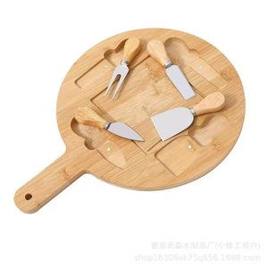 Tabla de queso redonda de bambú con cuchillo para queso y mango, tabla de cortar de doble cara para frutas y queso - Product Image 5