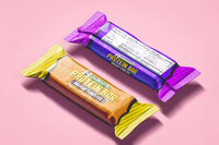 Sachet en Mylar imprimé personnalisé pour barre chocolatée, scellé sur 3 côtés, emballage plastique plat pour barre protéinée