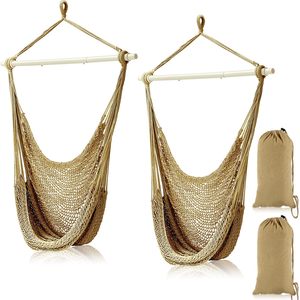 Hanging Rope Swing Large Macrame Hanging Chair Hanging <b>Hammock</b> Swing Chair With Tassel <b>Hammock</b> Chair - Product Image 3