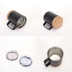 Factory Wholesale 16 oz Stainless Steel Cup and Cork Base Custom Coffee Cup with logo Custom <b>Mug</b> with Wooden Base - Product Image 2
