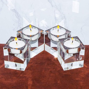 4 pièces de supports à bougies carrés solides en cristal transparent pour bougies chauffe-plat - Product Image 2
