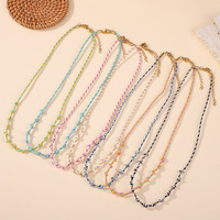 Collar de Cadena con Nudos Trenzados Coloridos Estilo Bohemio, Gargantilla Delicada y Fresca, Collar con Dijes Étnicos Coloridos DIY