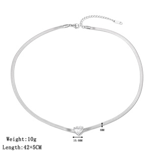 Collar de Cadena con Eslabones de Zirconia en Forma de Corazón, de Acero Inoxidable con Baño PVD de 18K, Moderno, Minimalista y a la Moda, para Aniversario, Unisex - Product Image 6