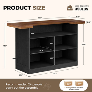 Commercial Extra Wide Home Bar Unit Bar <b>Table</b> with Multi Storage Compartments Wine Rack Glass Holder for Basement <b>Pub</b> Party - Product Image 6