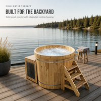 Baignoire froide en bois pour le bien-être en plein air avec système de refroidissement à contrôle de température pour la récupération sportive, baignoire à glace