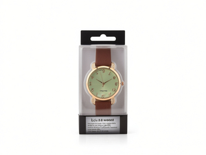 Orologio da donna con cassa rotonda placcata in oro, cinturino in pelle, resistente all'acqua, accessorio di moda - Product Image 1