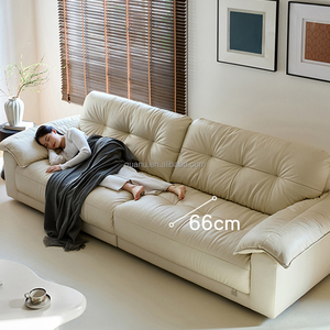 112091クアヌ高品質高密度スポンジ充填小型アパートクラウドソファホワイトモダンレザーソファセットレザーソファ - Product Image 3