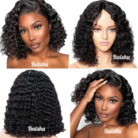 Perruque Bob Africaine Tendance en Dentelle HD, Cheveux Bouclés Mi-Longs pour Femmes, Volumineuse, Douce et de Bonne Qualité, Prix de Gros