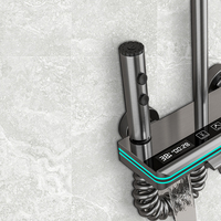 Système de douche thermostatique gris anthracite à touches piano, ensemble de douche apparent contemporain, mitigeur en laiton pour salle de bain