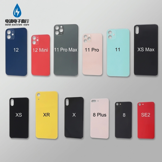 Diandi for iPhone 11 12 13 14 15 16 Pro Max 6 7 8 Plus Back Glass Cover Rear Housing Replacement Battery Case Repair Parts