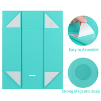 Boîtes cadeaux en papier pliables magnétiques avec ruban, en carton rigide bleu recyclable, pour cosmétiques, vêtements, perruques, avec logo personnalisé