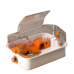 Çevre Dostu Küçük Hayvanlar İçin PP+PET+PES Malzemeli Plastik Tepsili Hamster, Kemirgen, Sıçan Kafesi, Düğme Kapatmalı Yarım Daire Şeklinde - Product Image 1