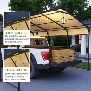 Abri à vélos en acier sans porte de 11*19 <span class=keywords><strong>pieds</strong></span>, robuste, simple, moderne, imperméable, avec revêtement en poudre, double abri pour voitures, pour patio extérieur, provenant de Chine - Product Image 4