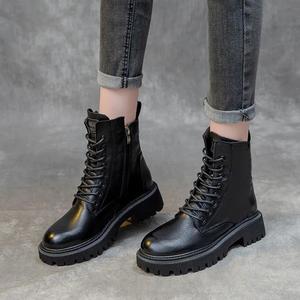 <span class=keywords><strong>Botines</strong></span> cortos de estilo británico para <span class=keywords><strong>mujer</strong></span> para Otoño <span class=keywords><strong>Invierno</strong></span> 2025, versión coreana versátil, tacón alto, PU, cierre de cordones, moda - Product Image 4