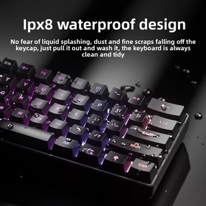 Chơi Game Bàn Phím 60 Phần trăm Gamer Teclado Nhỏ Gọn 61 Phím RGB <span class=keywords><strong>Backlit</strong></span> Máy Tính PC Có Dây Màu Đen Cơ Khí Cảm Thấy Màng Bàn Phím - Product Image 3