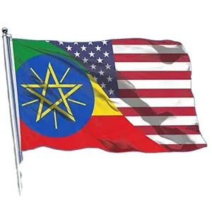 Custom Polyester 3X5 Voeten Ethiopië Usa Amerika Vriendschap Vlag Met Messingsdichtingsringen