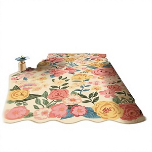 Alfombra HUGEAR Beige de Plástico <span class=keywords><strong>para</strong></span> Sala de Estar, Antideslizante, Lavable a Máquina, <span class=keywords><strong>Tapiz</strong></span> Moderno <span class=keywords><strong>para</strong></span> Comedor, <span class=keywords><strong>Cocina</strong></span>, Exterior, con Diseño Floral y Pelo Corto - Product Image 3