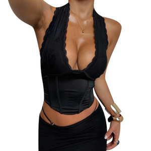 Canotta Sexy con scollo nero profondo e scollo all'americana da donna - Product Image 5