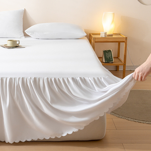 Juego de Sábanas de 3 Piezas de Estilo Nórdico para Hotel y Hogar, Tejidas, Plegables, Lisas, Blancas, con Volantes de Encaje, Sábana Ajustable y Sábana Plana - Product Image 4