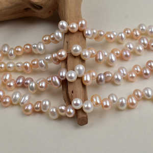 Collar de Perlas Naturales de Agua Dulce 1026, 40 cm de Largo, con Fuerte Brillo, Cuentas de Arroz de Colores de 7-8 mm - Product Image 2