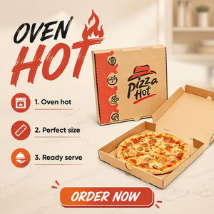 Caja de Pizza <span class=keywords><strong>Kraft</strong></span> Desechable Ecológica Biodegradable Mate con Logotipo Personalizado, <span class=keywords><strong>Cartón</strong></span> <span class=keywords><strong>Corrugado</strong></span> Impermeable de 16 oz, Cuatro Colores - Product Image 1