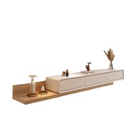 Meuble TV en bois massif de haute qualité pour salon avec éclairage LED, meuble TV et table basse