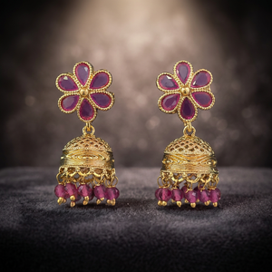 Bijoux fantaisie artificiels Kanhai Jewels, boucles d'oreilles ethniques Jhumki pour femmes, style antique, plaqué or, 10 grammes, sans nickel ni plomb - Product Image 4