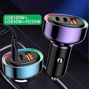 New Arrival Dual Type C Car Charger Quick <b>Charge</b> Led USB-C <b>Charge</b> RGB 60W Car Charger for Smart Phones - Product Image 3