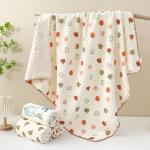 Super morbido stampato in cotone mussola frontale e in pile punteggiato con spalle in nurky coperte per letti da neonato - Product Image 3
