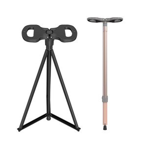 Bâton de marche pliable multifonctionnel en alliage d'aluminium pour la randonnée en plein air et l'utilisation par les personnes âgées, couleurs or, noir, argent - Product Image 1