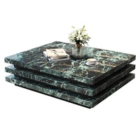Table basse rectangulaire en marbre véritable, style moderne et minimaliste, luxe léger, sans assemblage, BTCT013, pour la maison ou l'hôtel