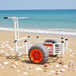 Chariot de plage robuste en aluminium avec pneus en PU de 16 pouces, capacité de 350 lb pour le transport de matériel sur sable - Product Image 2
