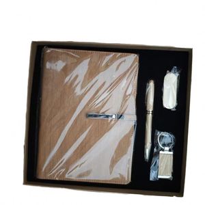 2025 New Bamboo Laptop Leather USB Pen Keychain Christmas <b>Gift</b> <b>Set</b> - Product Image 1